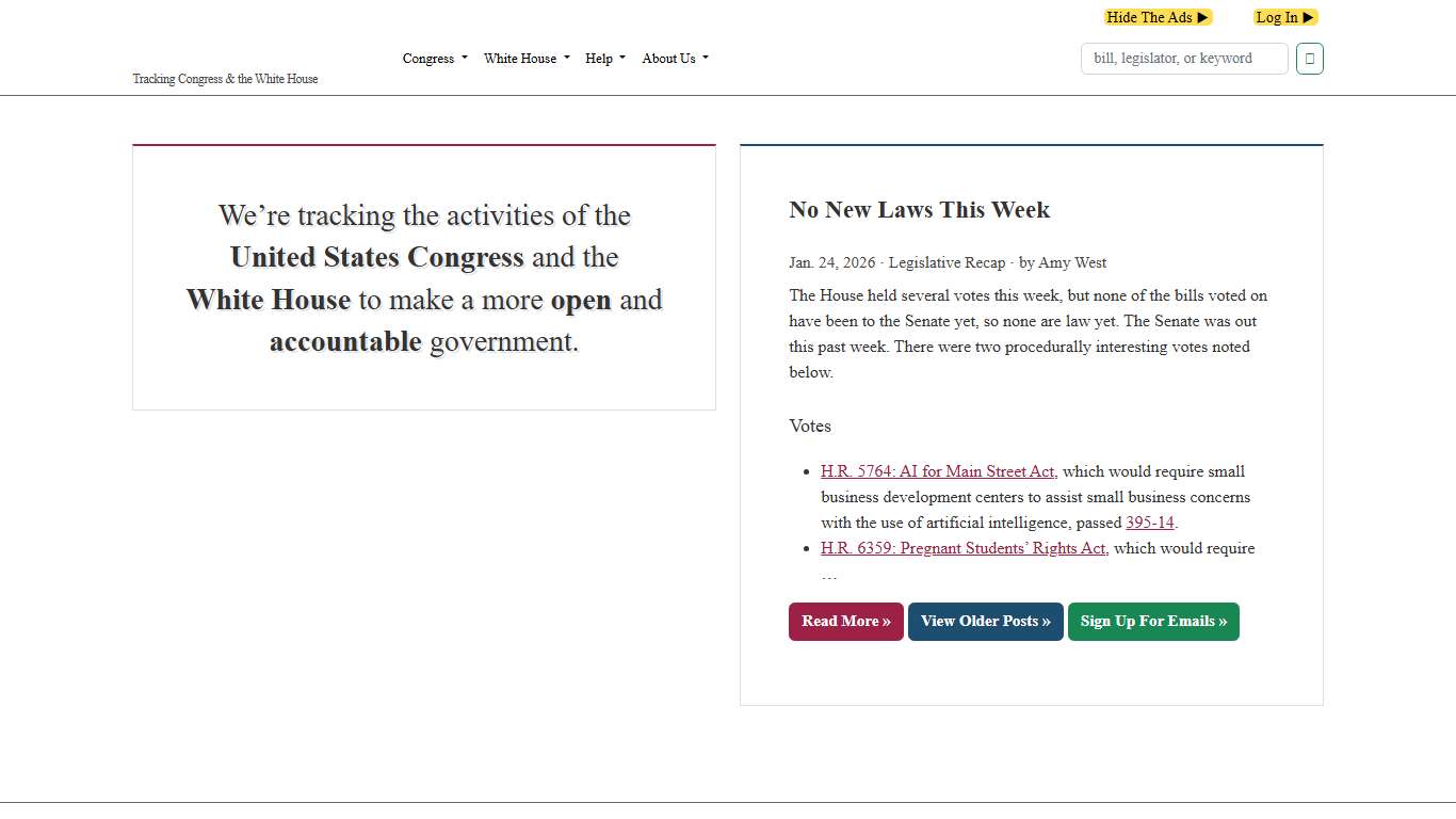 GovTrack.us: Tracking the U.S. Congress and the White House
